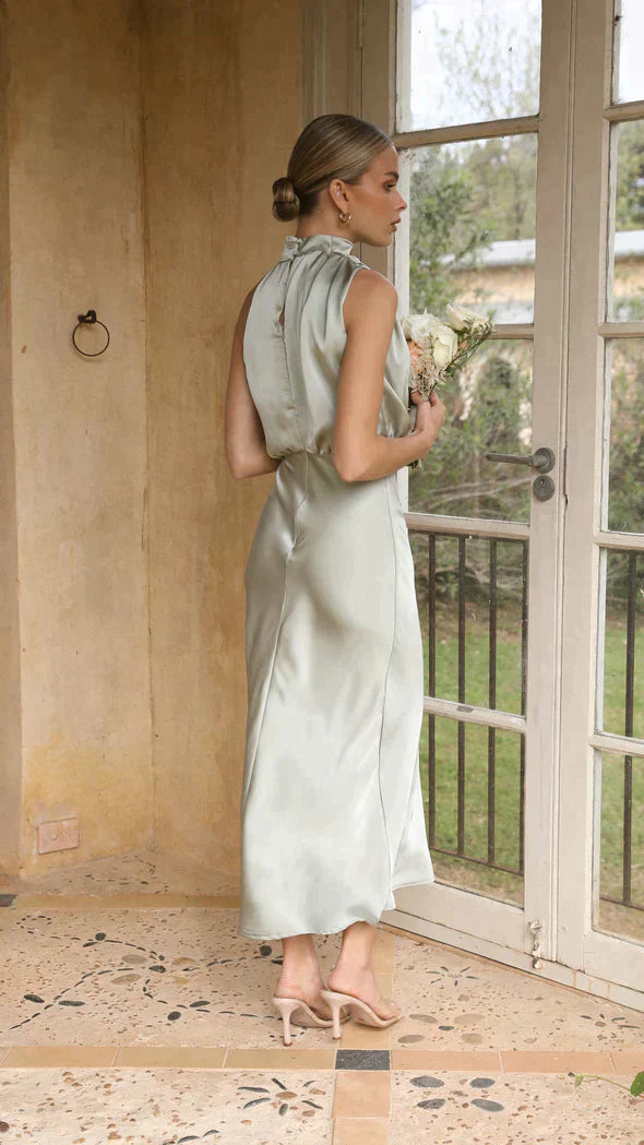 Women's Elegant Sleeveless Cowl Neck Sequin Maxi Dress