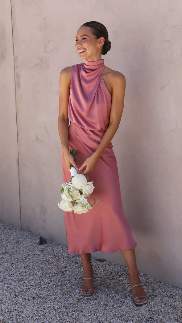 Women's Elegant Sleeveless Cowl Neck Sequin Maxi Dress