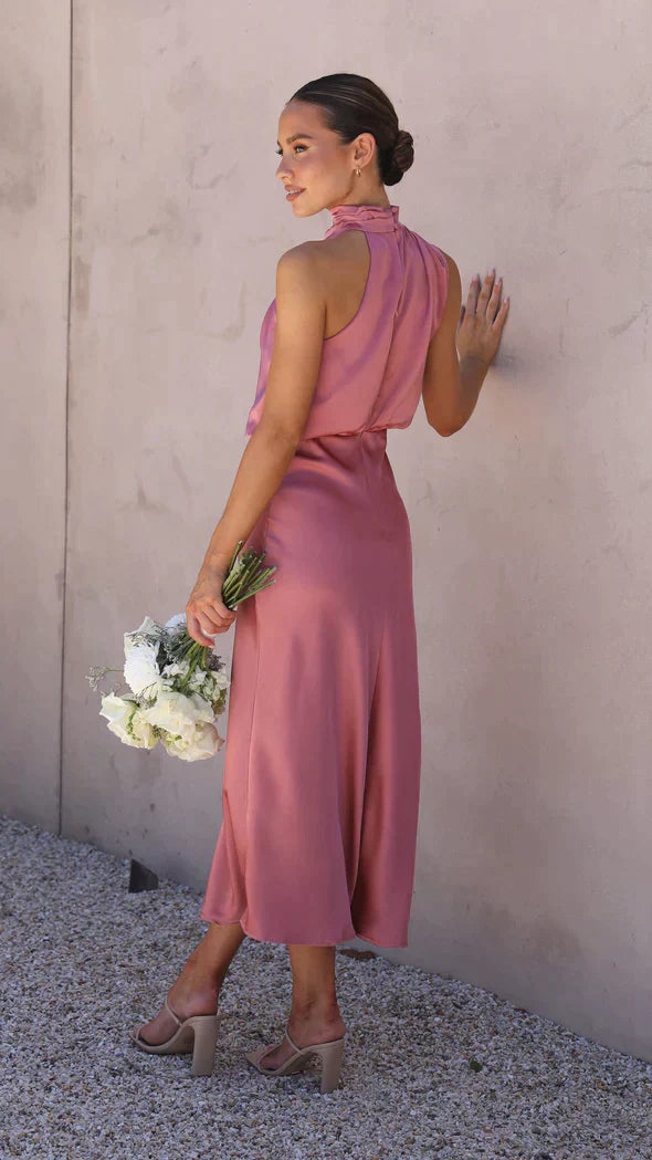 Women's Elegant Sleeveless Cowl Neck Sequin Maxi Dress