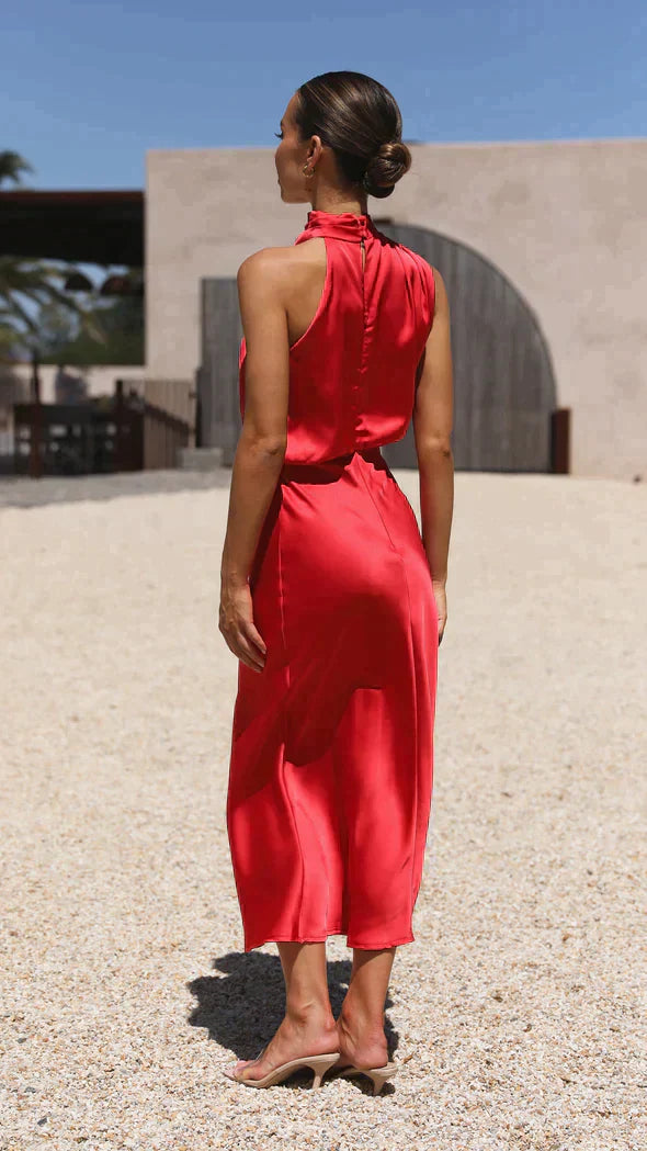 Women's Elegant Sleeveless Cowl Neck Sequin Maxi Dress