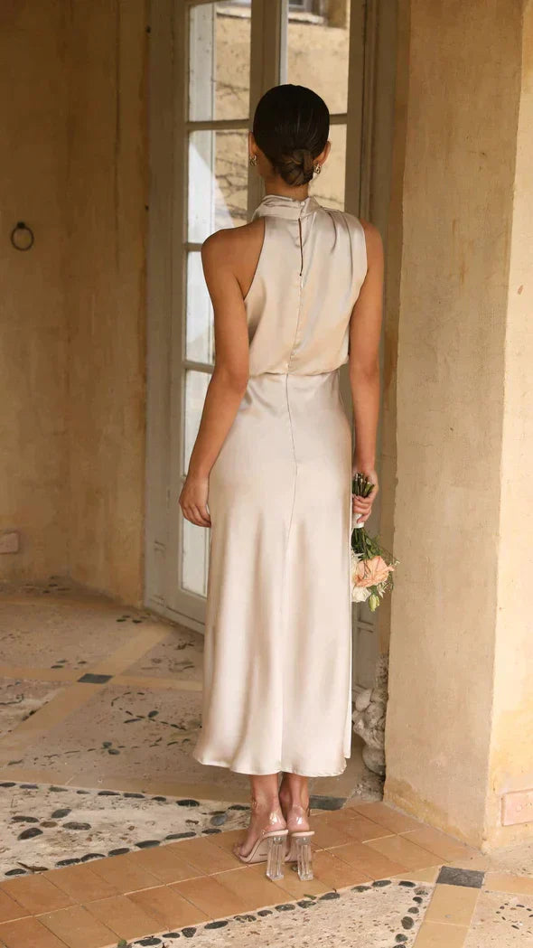 Women's Elegant Sleeveless Cowl Neck Sequin Maxi Dress