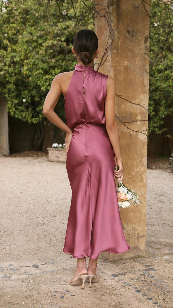 Women's Elegant Sleeveless Cowl Neck Sequin Maxi Dress