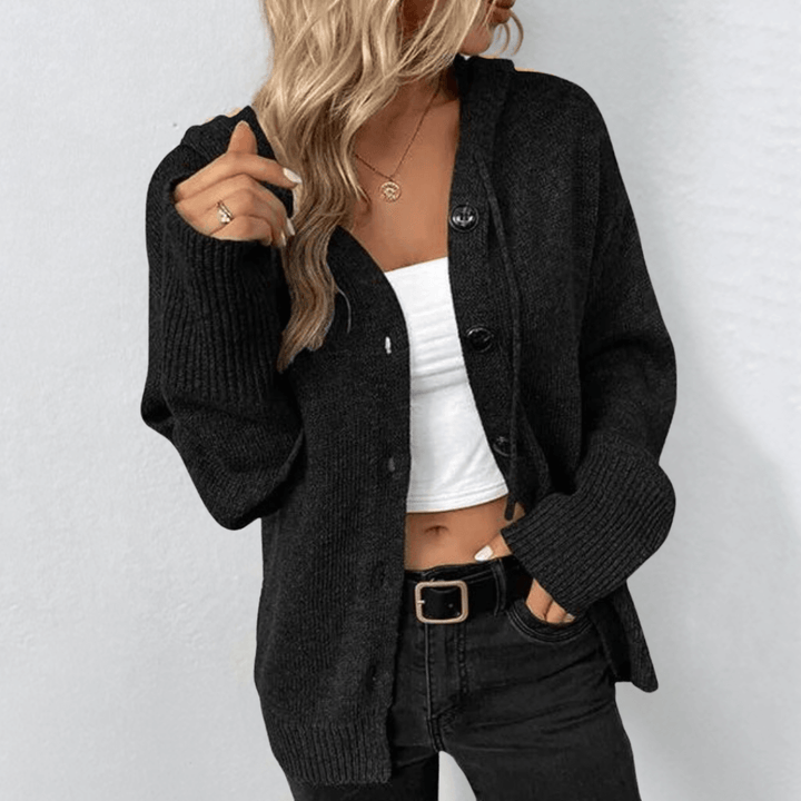 Women's Cozy Button-Up Knit Cardigan with Relaxed Fit