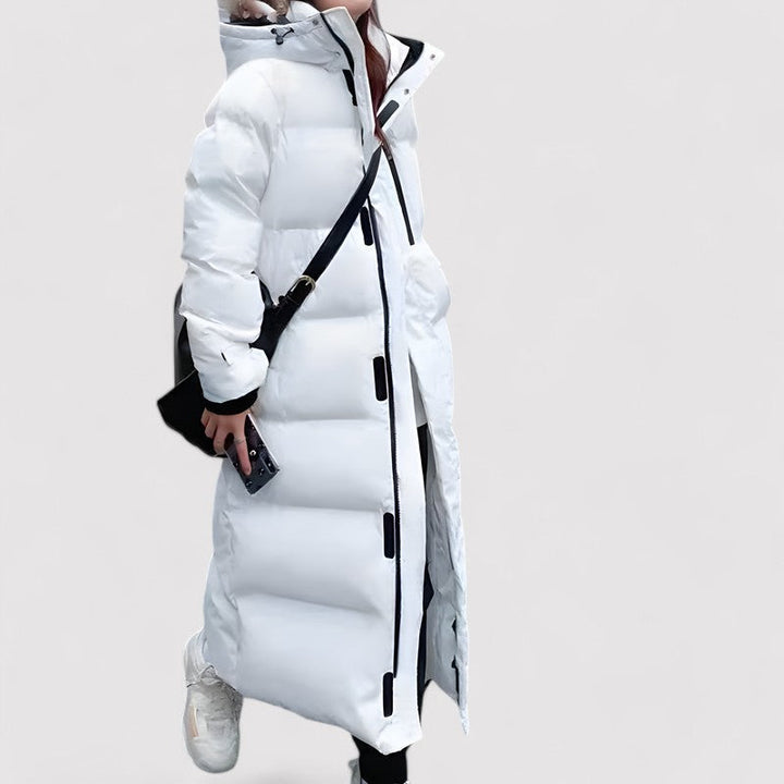 Women's Long Black Waterproof Hooded Puffer Parka Jacket