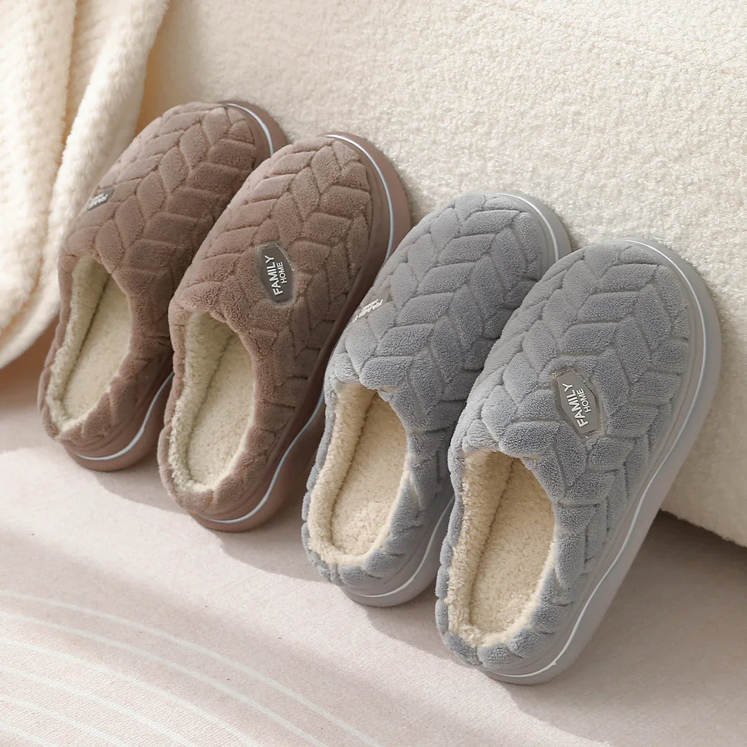 Women's Quilted Indoor Slippers with Thick Sole and Warm Plush Lining