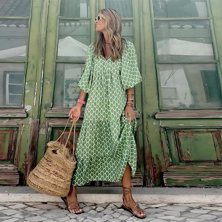 Floral Print Maxi Dress for Women with Loose Fit