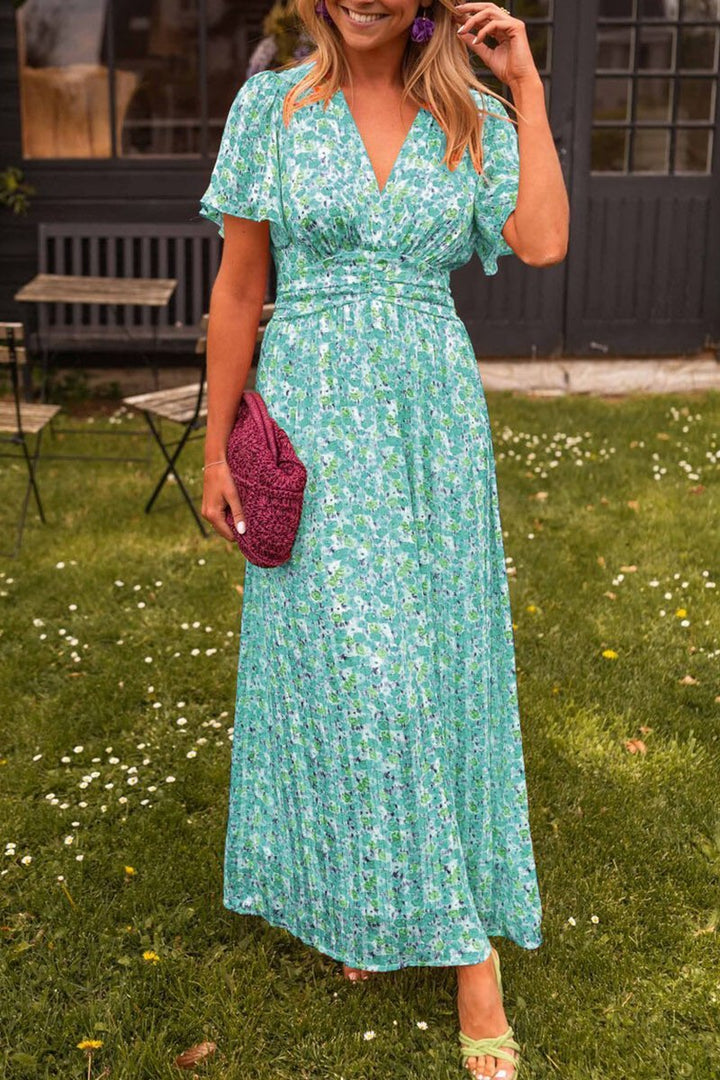 Women’s Floral Maxi Dress – Elegant Summer V-Neck Boho Sundress