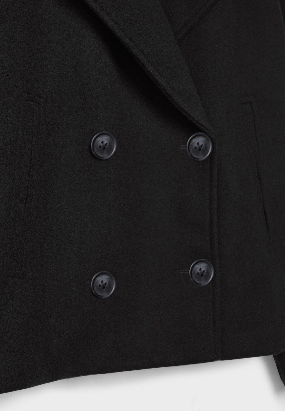 Women's Short Double-Breasted Winter Jacket with Wide Lapels