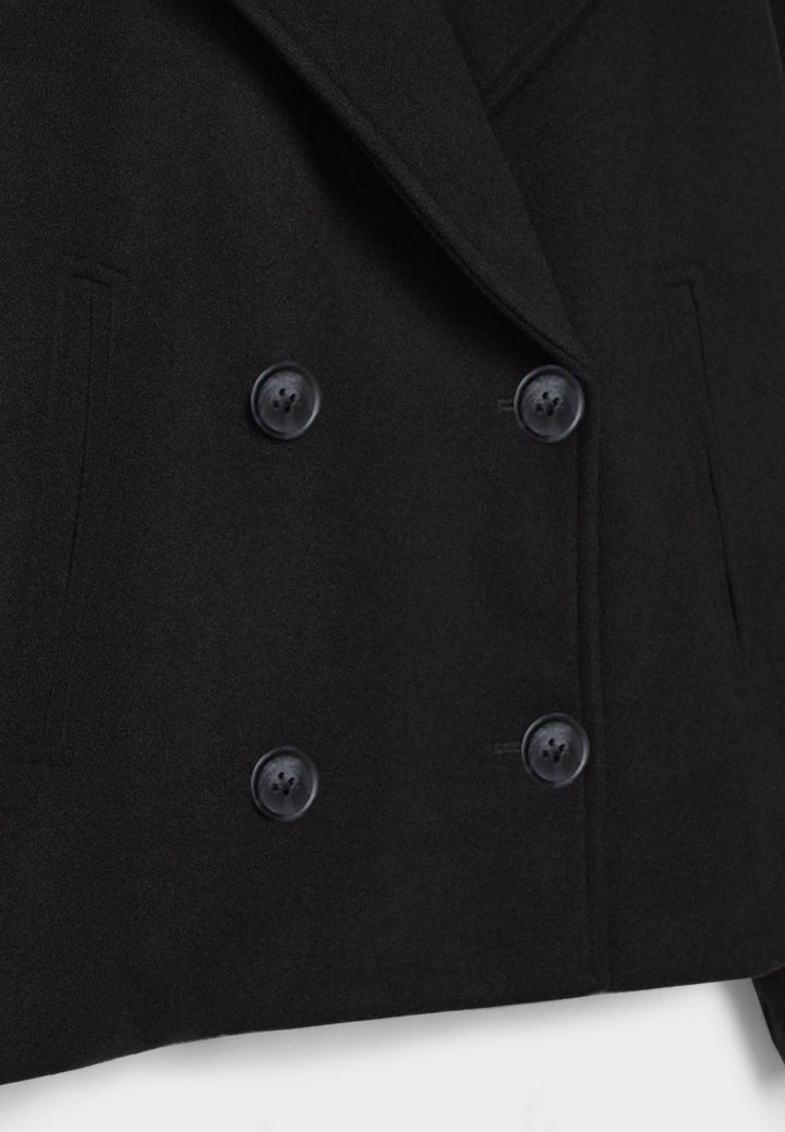 Women's Short Double-Breasted Winter Jacket with Wide Lapels