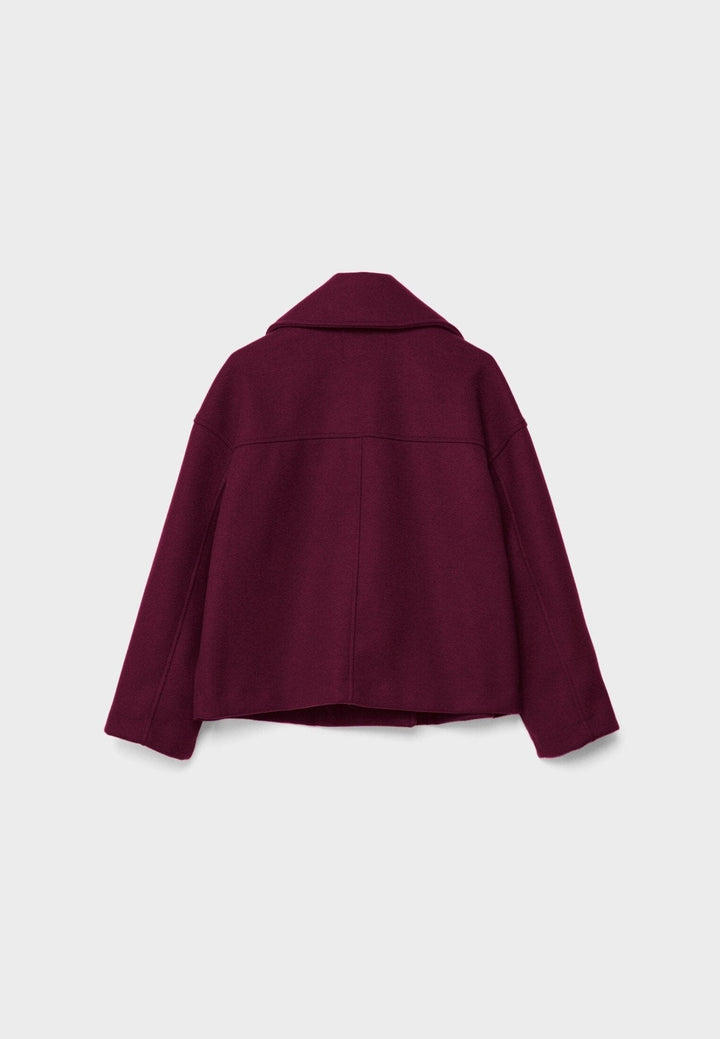 Women's Short Double-Breasted Winter Jacket with Wide Lapels