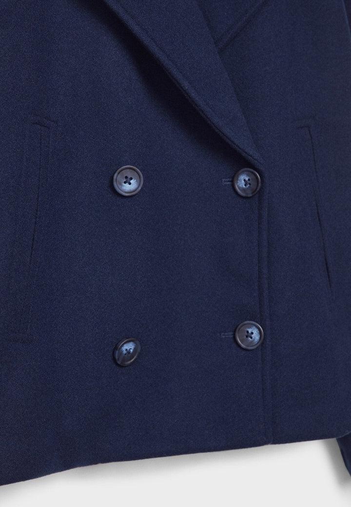 Women's Short Double-Breasted Winter Jacket with Wide Lapels