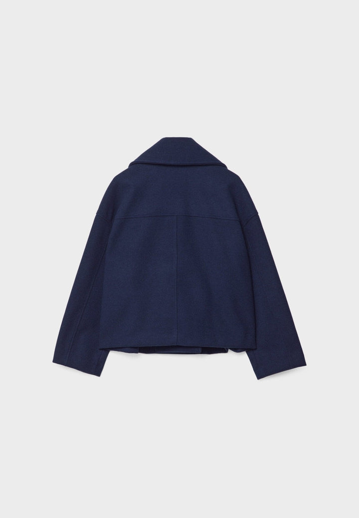 Women's Short Double-Breasted Winter Jacket with Wide Lapels