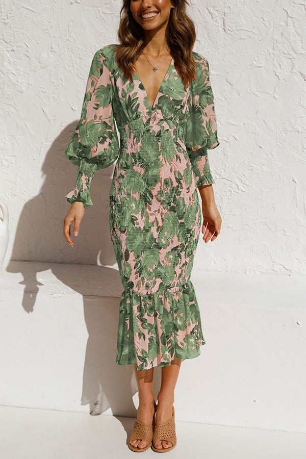 Women's Elegant Floral Midi Dress