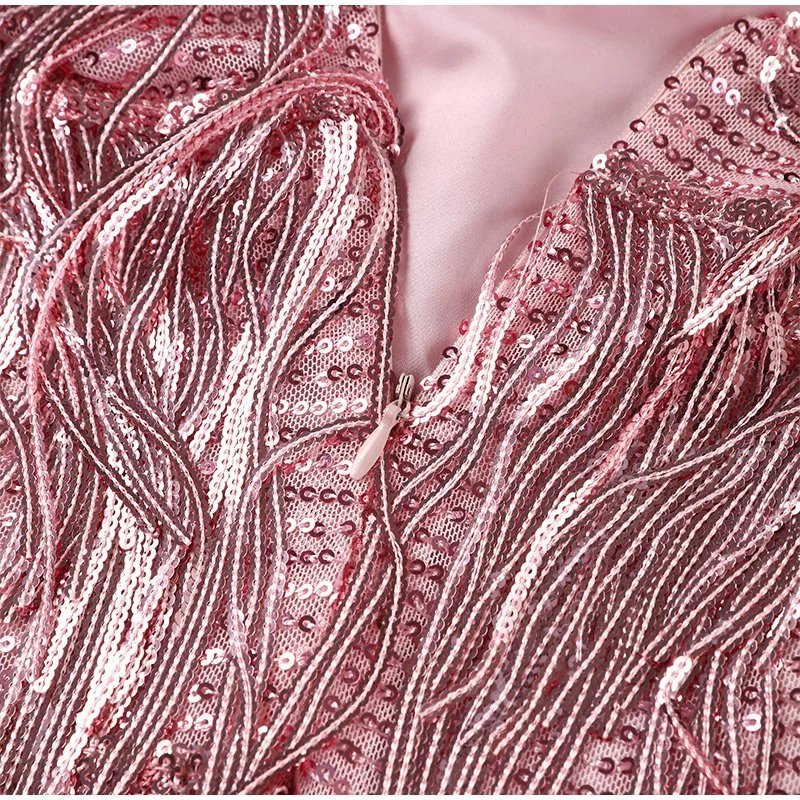 Women's Strappy Fringe Mini Dress with Feather Hem