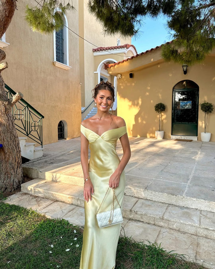 Women's Off Shoulder Fitted Maxi Dress with Sweetheart Neckline