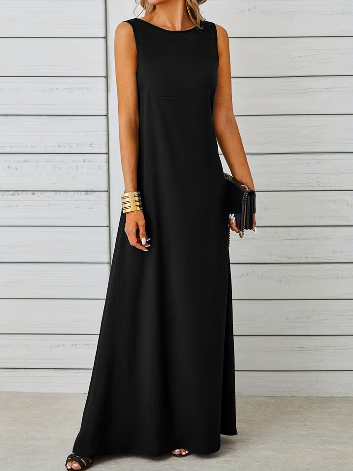 Women's Sleeveless Maxi Dress with Floor-Length Flow and Clean Lines