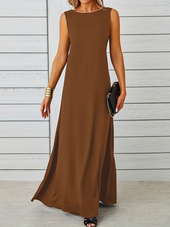 Women's Sleeveless Maxi Dress with Floor-Length Flow and Clean Lines