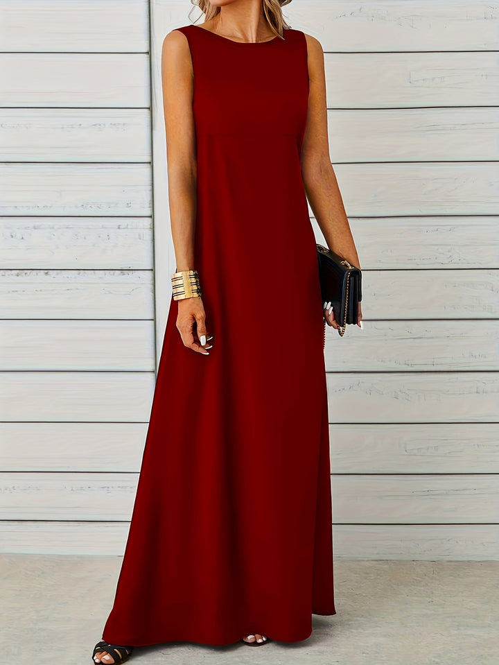 Women's Sleeveless Maxi Dress with Floor-Length Flow and Clean Lines