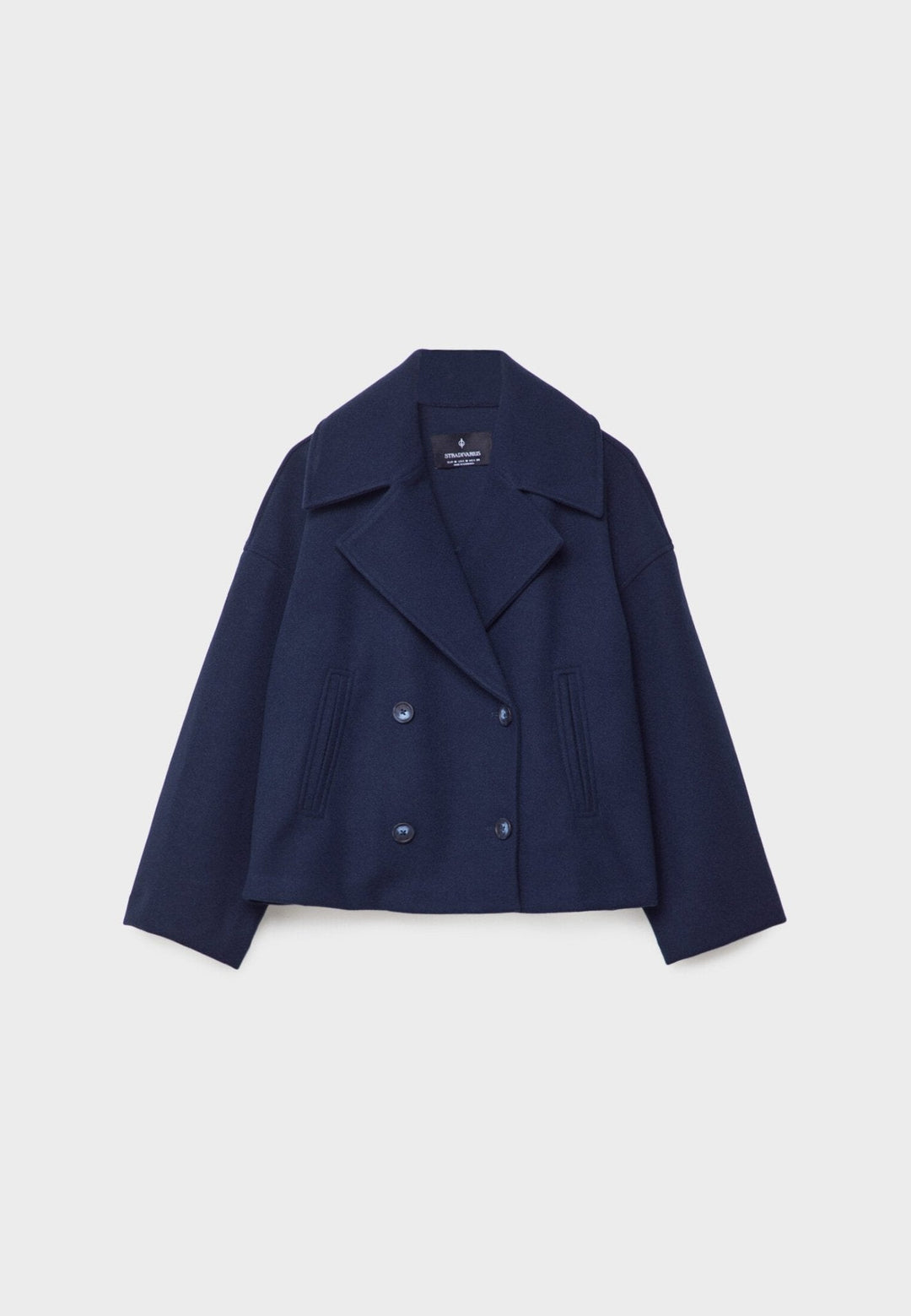 Women's Short Double-Breasted Winter Jacket with Wide Lapels